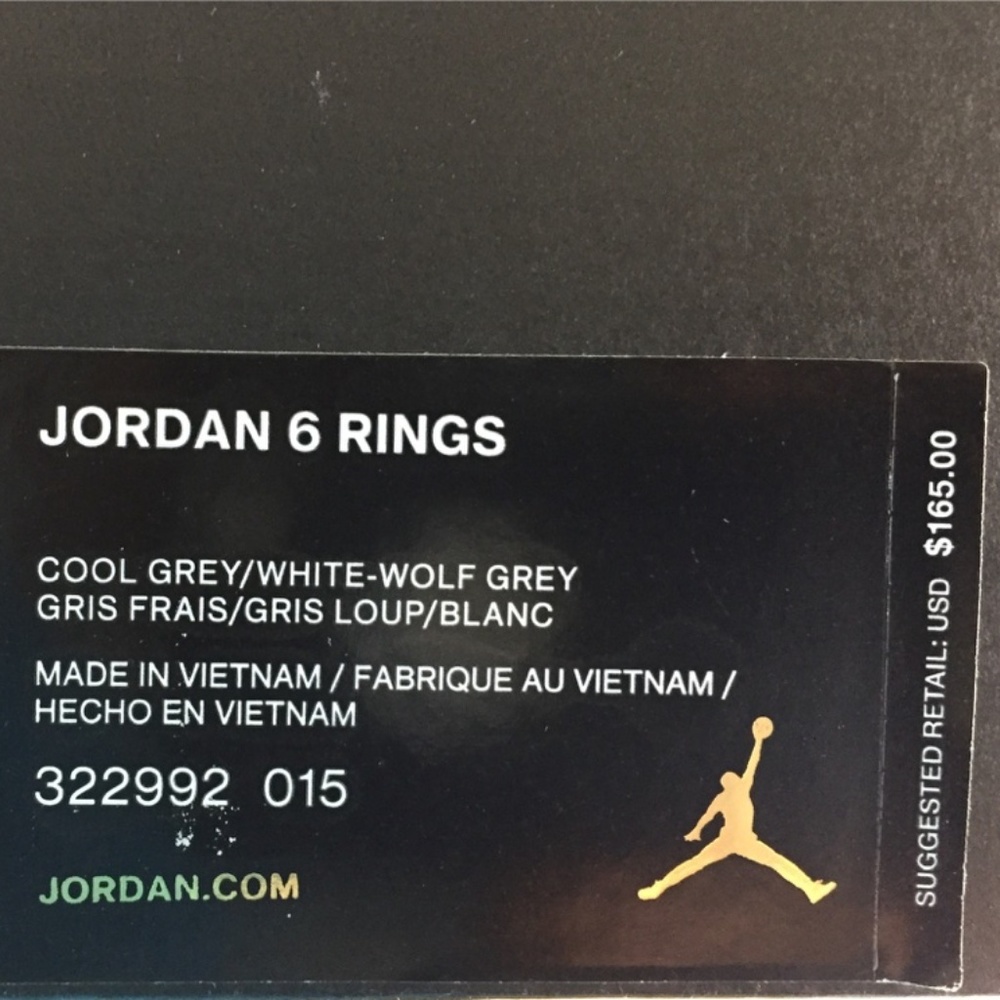 **SOLD!** Air Jordan 6 Rings, Cool Grey, Sz 9 - Picture 7 of 7